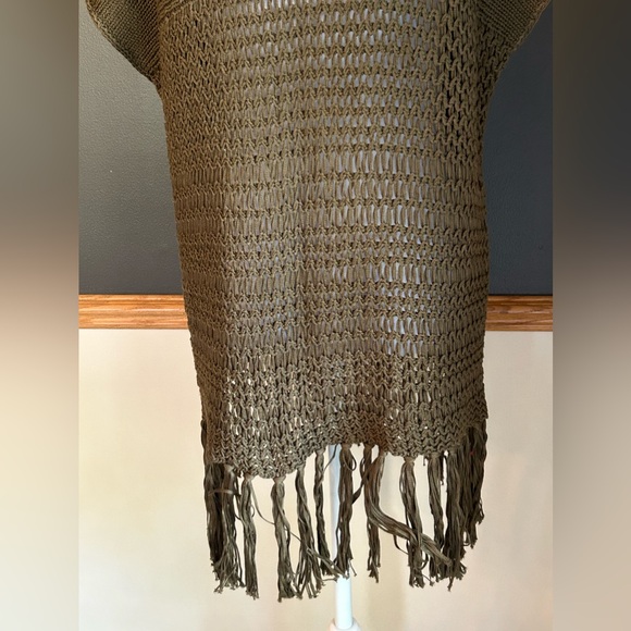 Polo Ralph Lauren Olive Loose Weave Fringe Sweater Top Size Small - Picture 8 of 10